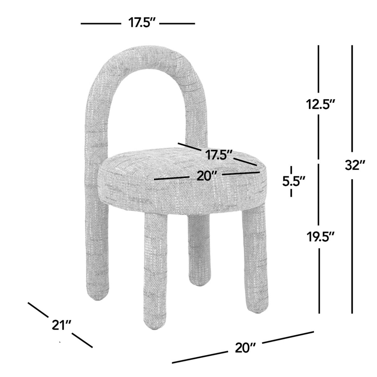 Penny Round Arched Upholstered Dining Side Chair, Set of 2, Golden