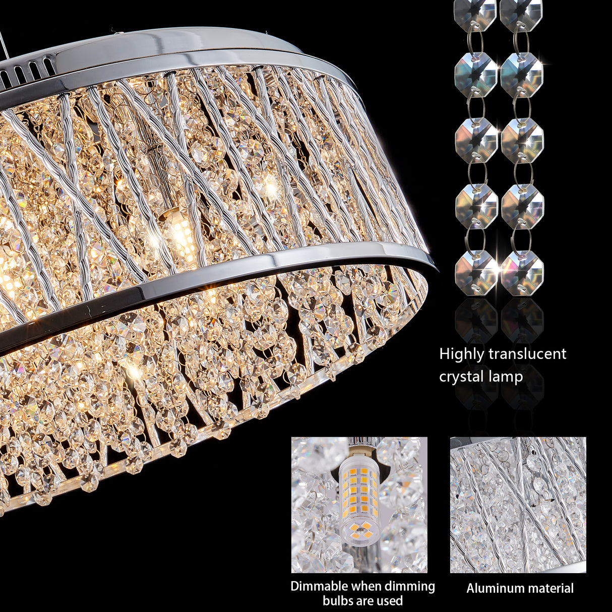 Modern Crystal Chandelier - 19 Inches