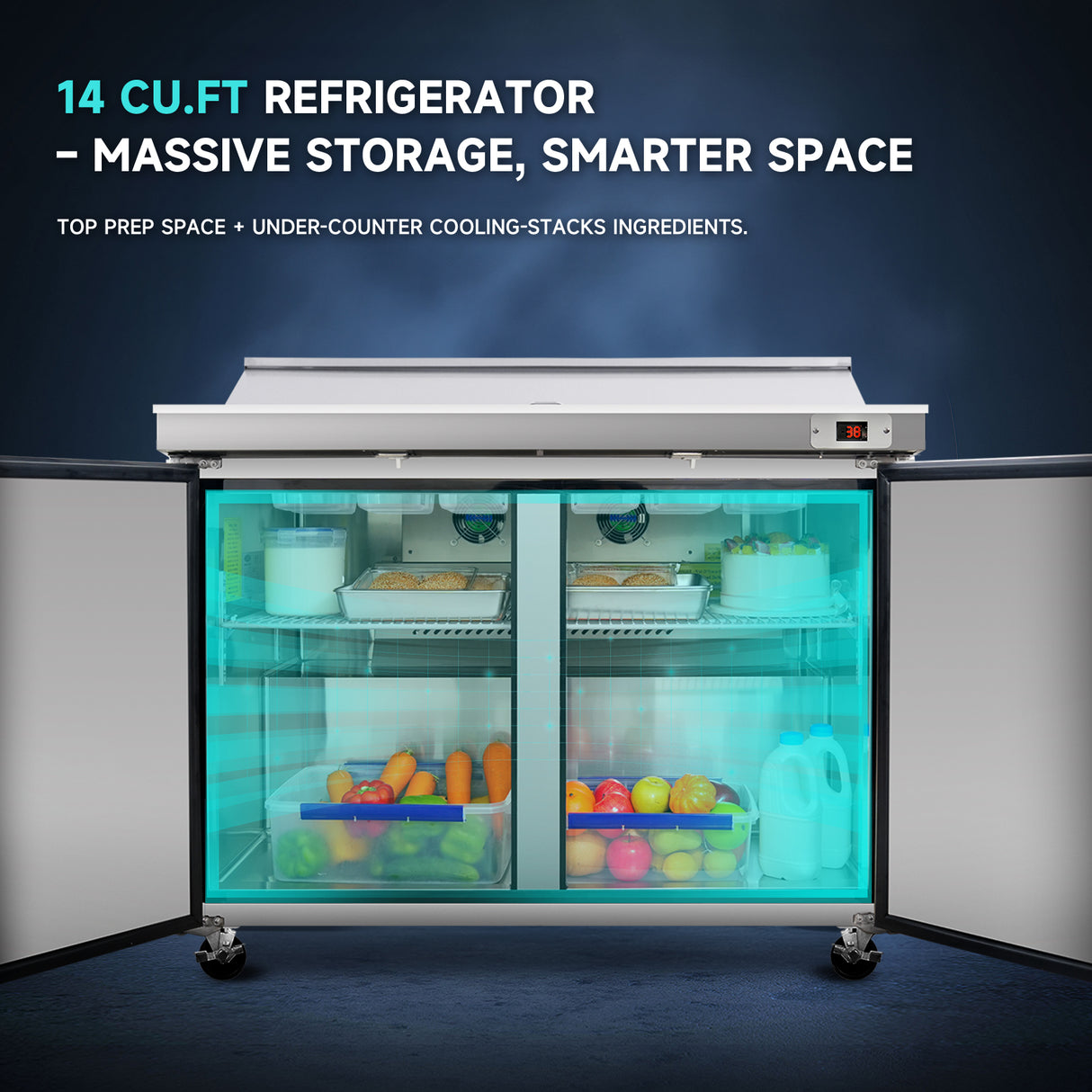 Orikool 48 Inch Sandwich & Salad Prep Table