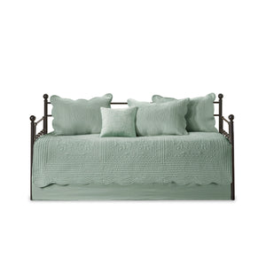 6 Piece Reversible Scalloped Edge Daybed Cover Set - Seafoam
