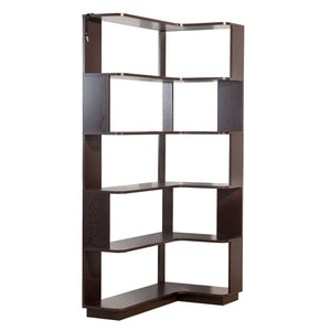 Ox Blood L-Shaped Freestanding Corner Bookshelf