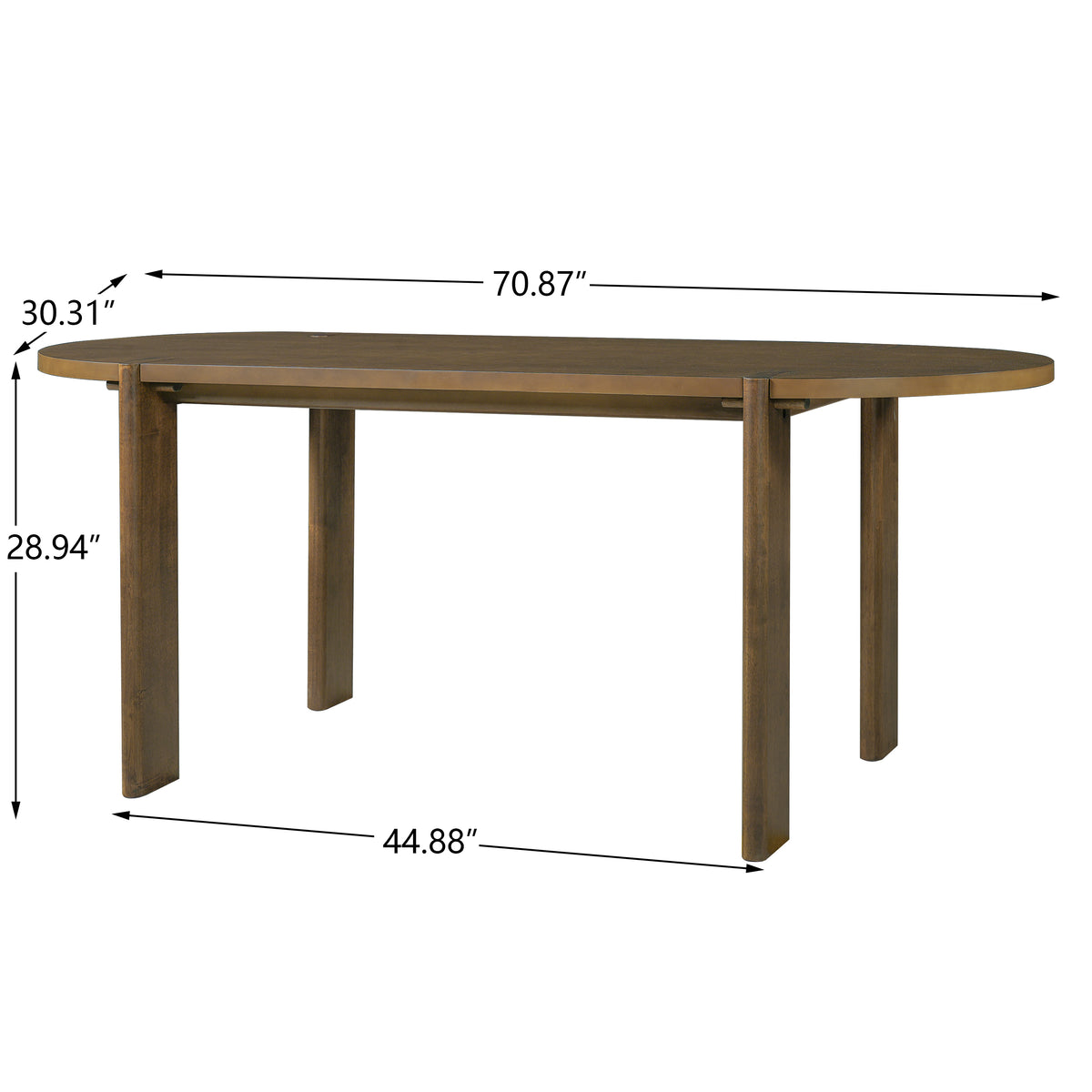 7-Piece Dining Table Set, 71" Oval Rubber Wood