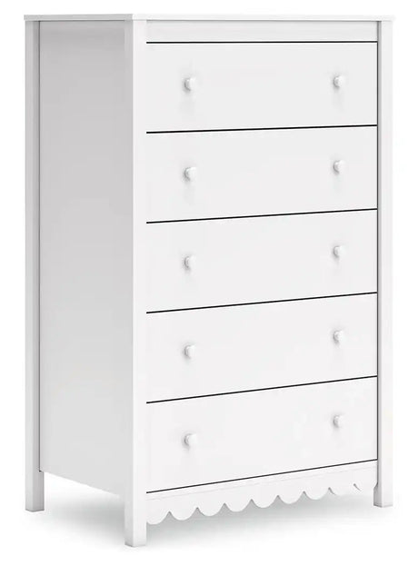 Hallityn - Five Drawer Chest - White - Best Buy Furniture