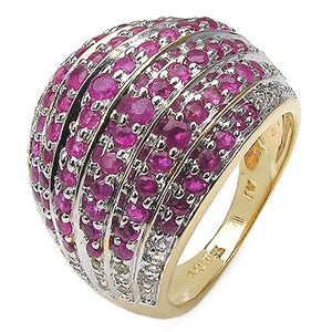 14K Yellow Gold Plated 2.94 Carat Genuine Ruby & White Topaz .925 Sterling Silver Ring