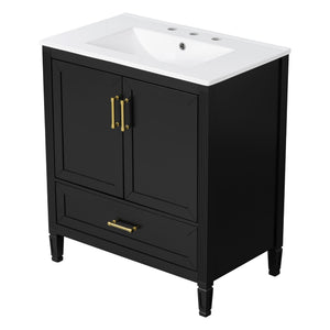 Elegant Fluted Bathroom Vanity With Sink, Soft Close Doors & Drawer