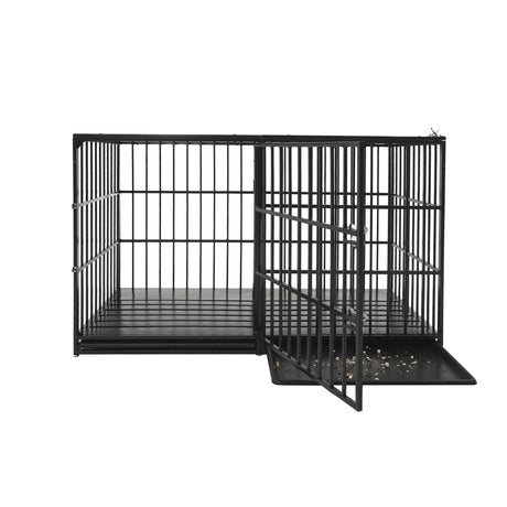 Extra Large Heavy Duty Dog Crate With Removable Pans For Dogs - Black