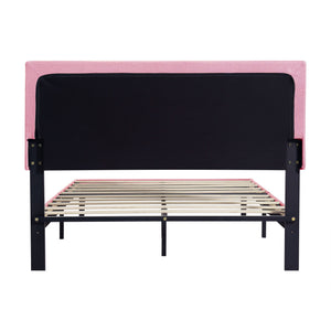 Modern Upholstered Platform Bed Frame With Button Tufted Fabric Headboard