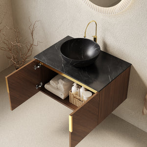 ARAI 30" Bathroom Vanity & Sink, Floating Plywood Storage Cabinet with 2 Doors