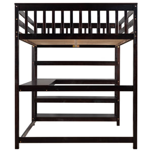 Loft Bed With Storage Shelves And Under Bed Desk