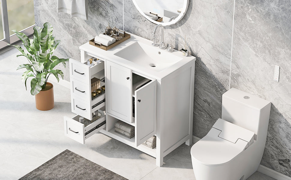 36" Bathroom Vanity with Sink Top and Storage Cabinet