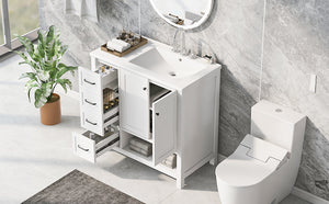 36" Bathroom Vanity with Sink Top and Storage Cabinet