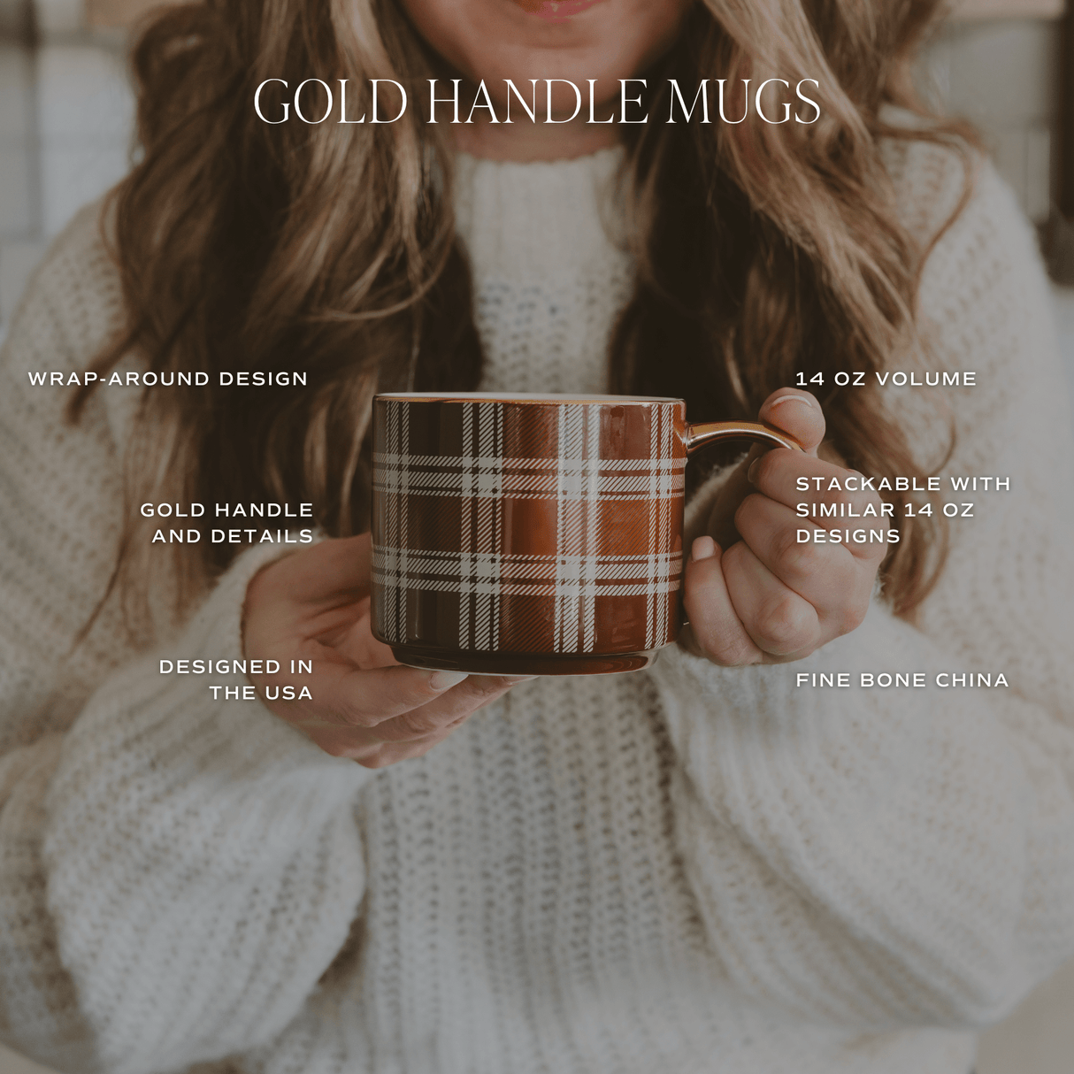 Gold Leaves 14oz. Gold Handle Coffee Mug