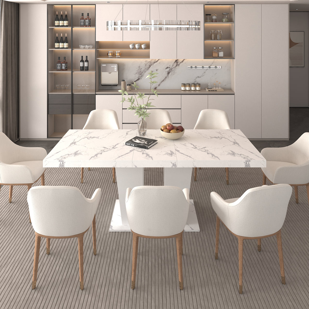 Extendable Dining Room Table for 6-10