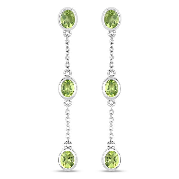 2.10 Carat Genuine Peridot .925 Sterling Silver Earrings