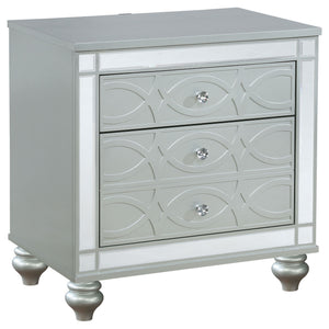 Arabesque - 4 Piece Queen Bedroom Set With LED Headboard - Silver
