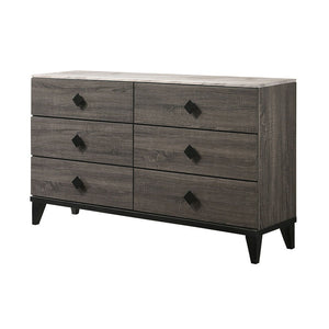 Avantika - Faux Marble Top Rustic Dresser - Gray / Marble / Oak - Best Buy Furniture