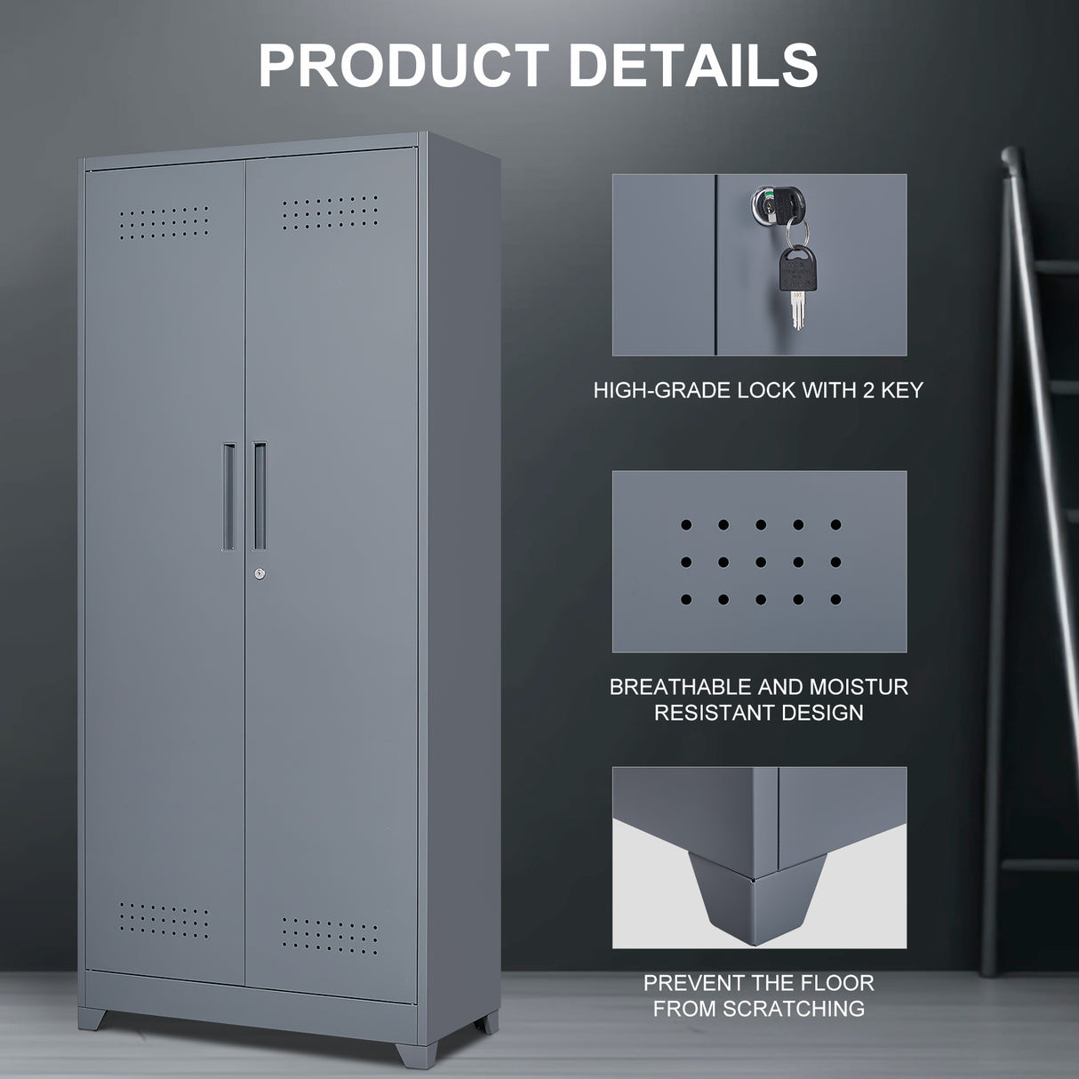Gray And Metal Storage Cabinet