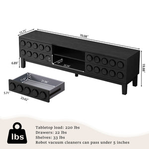 Media Console With 4 Drawers And Cable Management