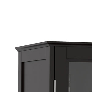 Minimalist Buffet Cabinet With Double Glass Doors And Drawer
