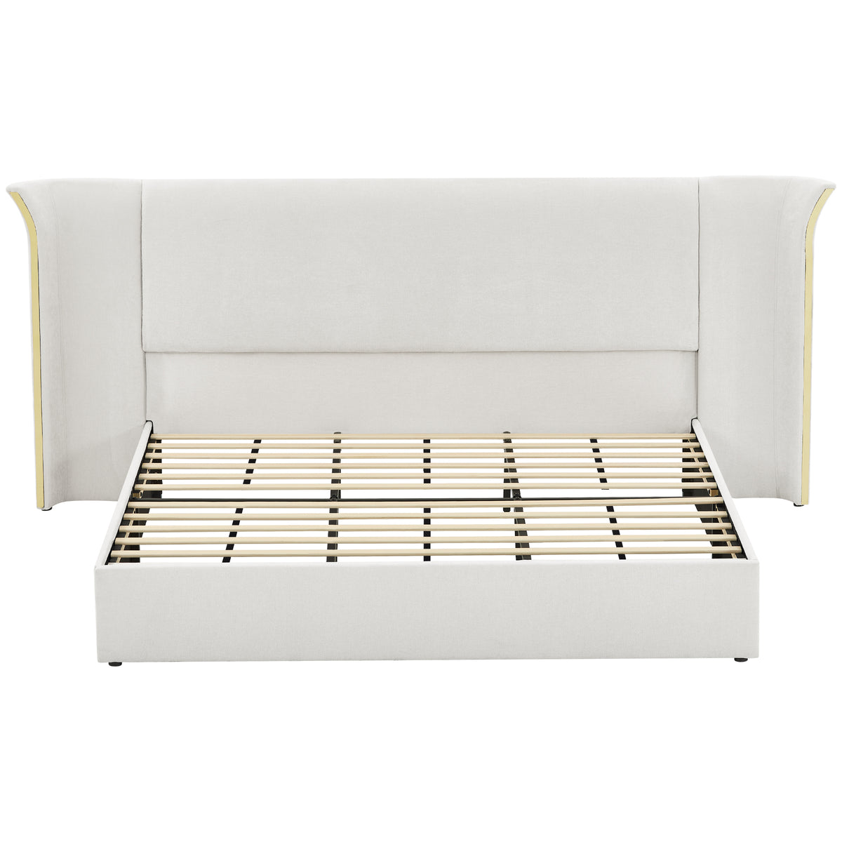 King Size Luxury Wing‑Back Upholstered Bed Frame
