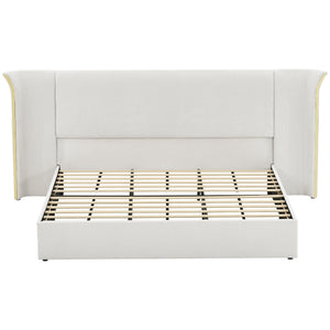 King Size Luxury Wing‑Back Upholstered Bed Frame