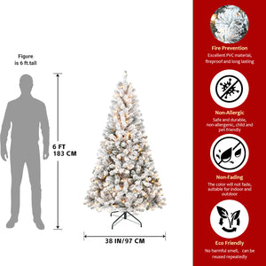 5FT Flocked Christmas Tree with 150 Warm Lights