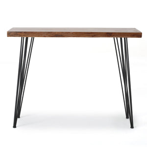 Modern Industrial Breakfast Bar Table, Metal Hairpin Legs & Wood Veneer Top - Natural - Best Buy Furniture