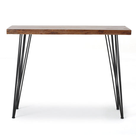 Modern Industrial Breakfast Bar Table, Metal Hairpin Legs & Wood Veneer Top - Natural - Best Buy Furniture