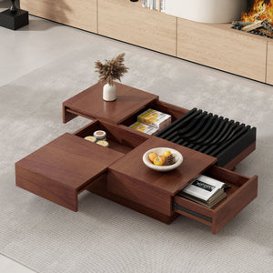 Italian Retro Inspired Acacia Wood Storage Coffee Table - Brown / Black - Best Buy Furniture