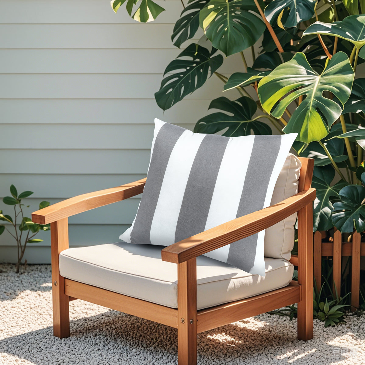 6 Pack Outdoor Pillow Covers - Gray/White Striped
