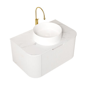 DINA 30" Bathroom Vanity & Sink with Floating Curved Edges and Striped Storage