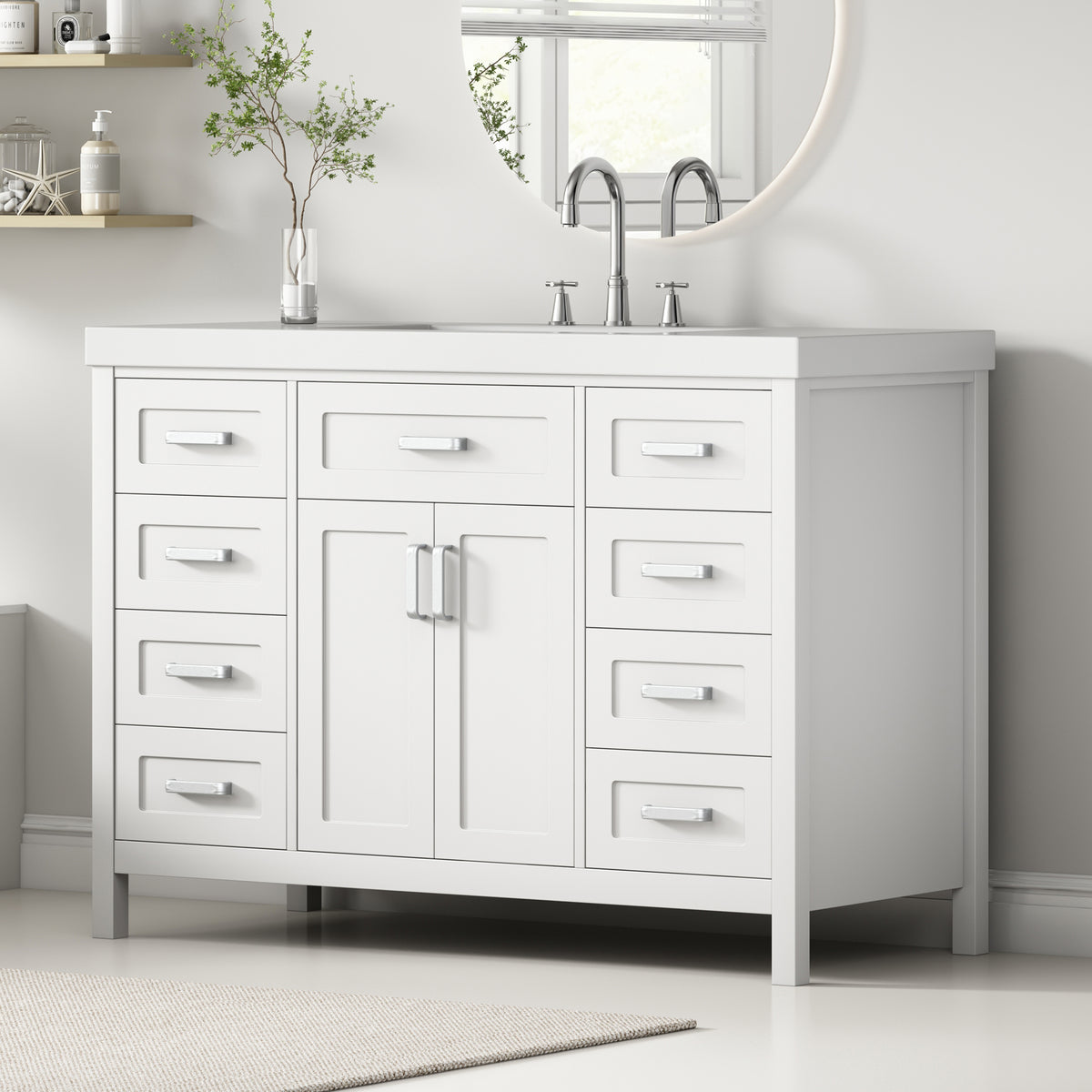 48" Bathroom Vanity with Sink, 2 Doors and 8 Drawers