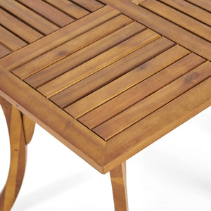 5-Piece Outdoor Dining Set with Acacia Wood Table & Wicker Back Chairs