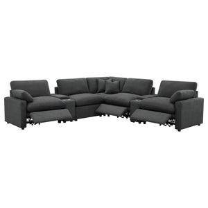 Modular Power Reclining With Lift Top Consoles, 7 Piece Configuration - Dark Gray