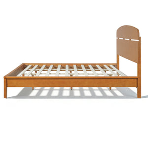King Size Solid Wood Platform Bed with Curved Headboard