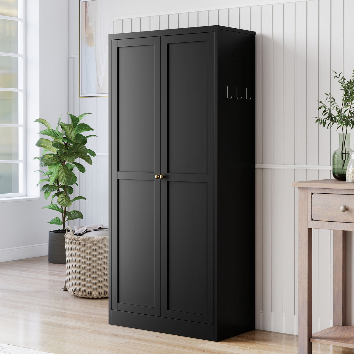 Kitchen Pantry Cabinet With 4 Adjustable Shelves, Heavy Duty Freestanding Organizer