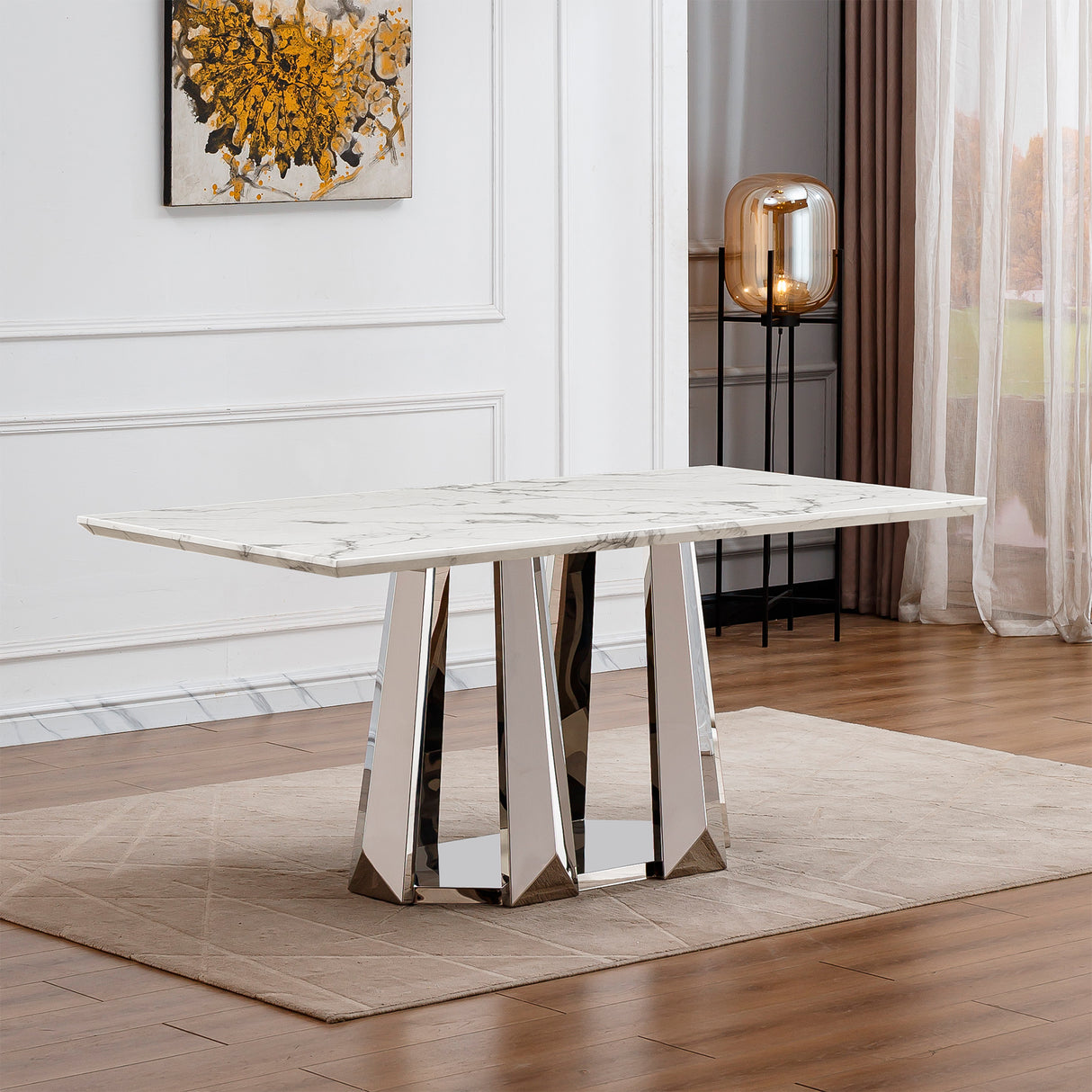 Marble Dining Table for 6 People