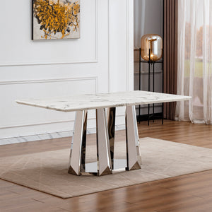 Marble Dining Table for 6 People