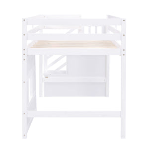 Loft Bed With Storage Staircase, Window & LED Light