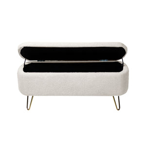 Storage Ottoman Bench For End Of Bed Legs, Modern Camel Faux Fur Entryway Bench Upholstered Padded With Storage For Living Room Bedroom