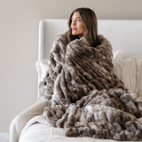 Double Ruched Faux Fur Throw Blankets