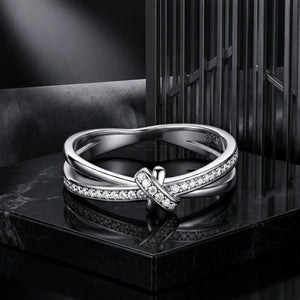 S925 Sterling Silver Oxidized Pavé Setting CZ Ring Size 6 for Women