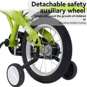 Fkznpj - 18" Sporty Kids Bike With Training Wheels And Stand Adjustable Saddle Suitable For Boys And Girls Aged 5 - 10 Years Tall Height 39 - 49" Available In A Variety Of Colors