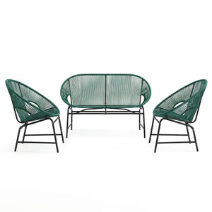 Nusa Outdoor Patio Wicker 3-Piece Chat Set