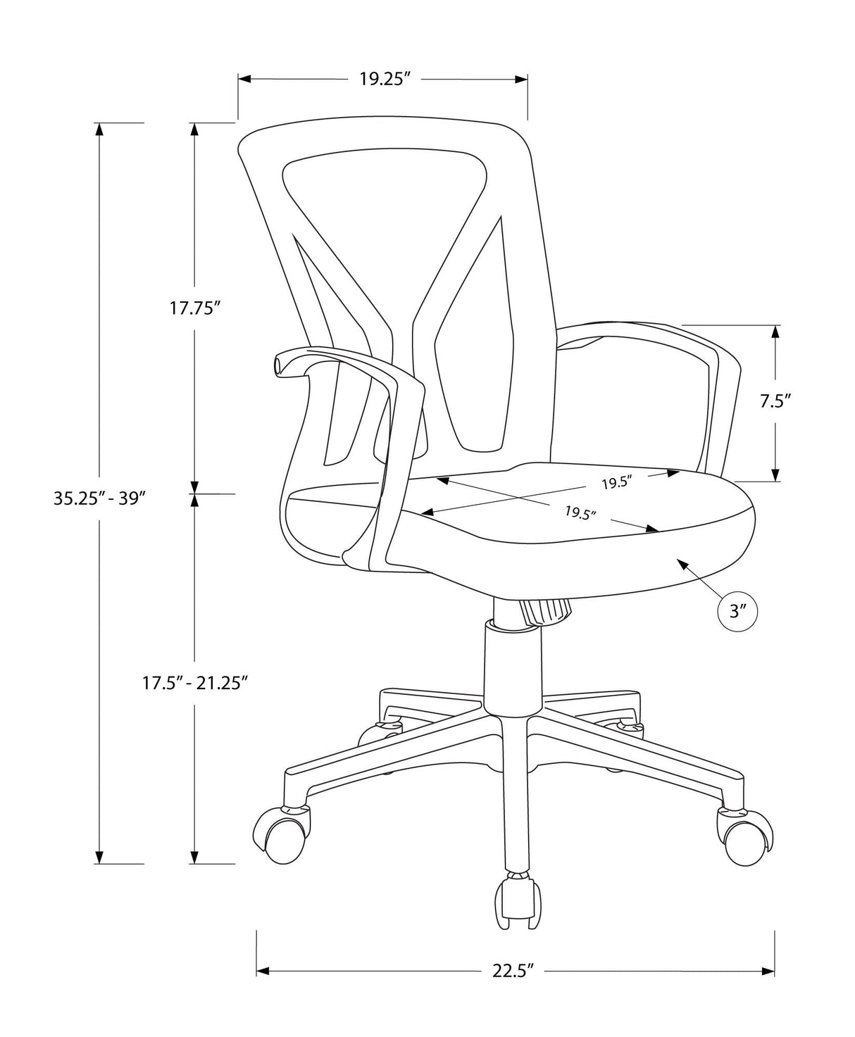 Office Chair, Adjustable Height, Swivel, Ergonomic, Mesh, Contemporary & Modern - Best Buy Furniture