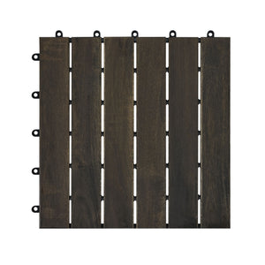 Acacia Hardwood Interlocking Deck Tiles, Striped Pattern