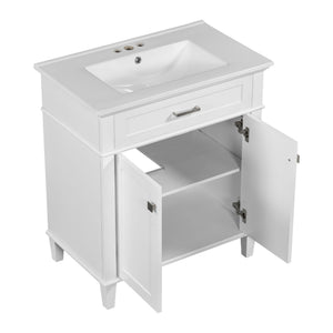 Bathroom Vanity With Ceramic Basin, Soft Close Door And Adjustable Shelves