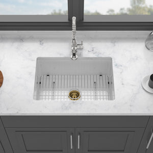 Undermount Single Bowl Ceramic Kitchen Sink, Dual Mount
