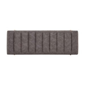 Thorian - Luxury Upholstered Ottoman Bench With Channel Tufting And Metal Base - Gold / Gray