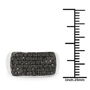 1.21 Carat Genuine Black Diamond .925 Sterling Silver Ring